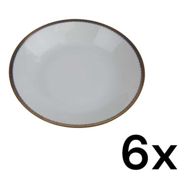6er Set Suppenteller 22,8 cm PMR Jaeger & Co Goldrand Blau Gold Goldrand Dekor blau-g