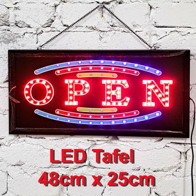 Leuchttafel Lichtafel Leuchtschild Werbung Werbeschild LED OPEN 48x25cm Reklame