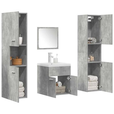 vidaXL 5-tlg. Badmöbel-Set Betongrau Holzwerkstoff