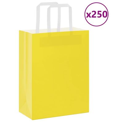 vidaXL Papiertragetaschen 250 Stk. mit Henkeln Gelb 21x11x28 cm