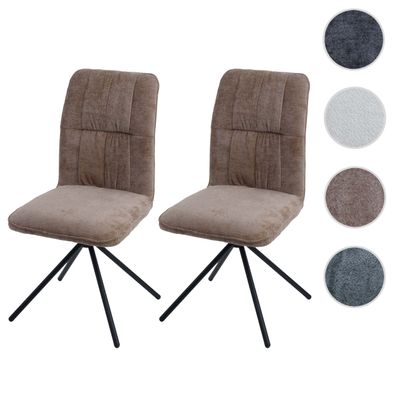 2er-Set Esszimmerstuhl HWC-N99, drehbar Auto-Return, Stoff/Textil Chenille Öko-Tex