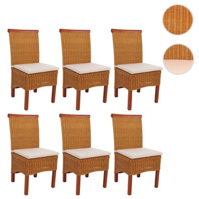 6er-Set Esszimmerstuhl Korbstuhl M42, Rattan