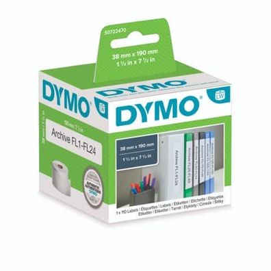 Dymo LabelWriter™ Etikettenrollen - Ordneretikett schmal, 38 x 190 mm, weiß
