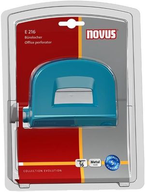 Novus Bürolocher E 216 fresh, is 16 Blatt fresh petrol/grau, im Blister