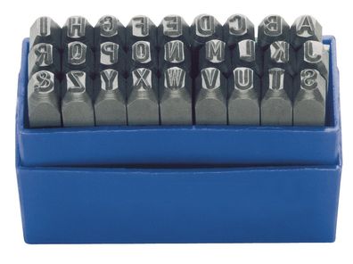 Schlagbuchstabensatz 329 27-tlg. Großbuchstaben A-Z Schrift-H.5mm in Ku.-Box