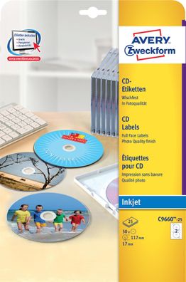 Zweckform C9660-25 50St Inkjet Etikett CD DVD A4