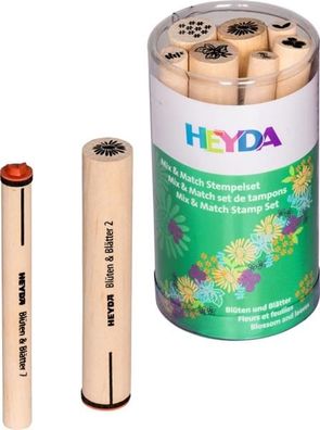 HEYDA 204888445 Stempel-Set Mix & Match Blüten & Blätter Holz