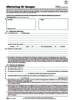 RNK Mietvertrag Garagen u. Kfz-Stellpl. DIN A4 4S 10St