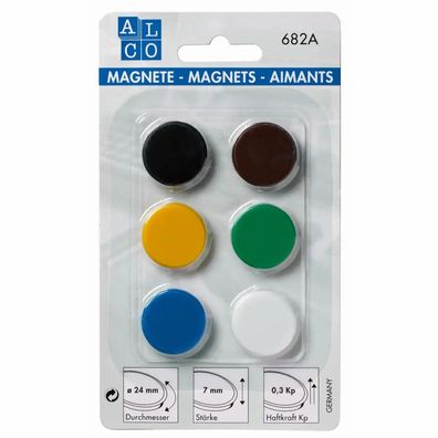Alco Haftmagnet 7mm Ø 24mm sortiert 6 Stück
