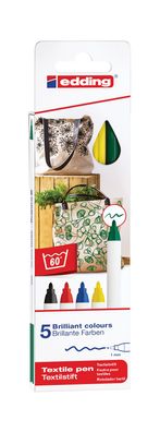 Edding Textilstift 4600 5er-Set basic colours