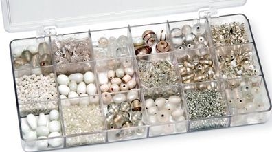 KNORR Prandell 216050000 Sortimentsbox Glasperlen groß 21 x 105 x 24 cm Glas weiss