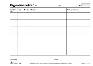 RNK Tagelohnblock A5 100Bl quer