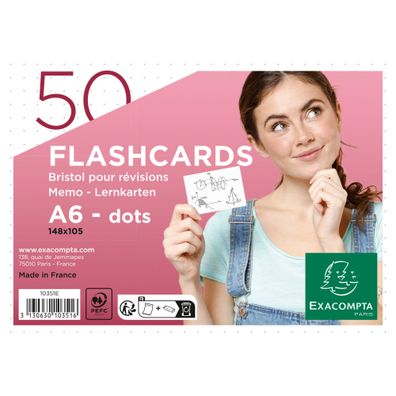 Exacompta Flashcards A6 punkt 50St/Pk weiss