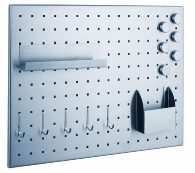 Alco Magnettafel gelocht Edelstahl 500x350mm silber inkl. Zubehör