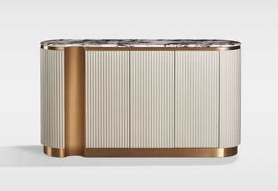 Livin Hill Kommode Stilig Helles Creme, goldene Basis mit dunklem Marmor ST917B