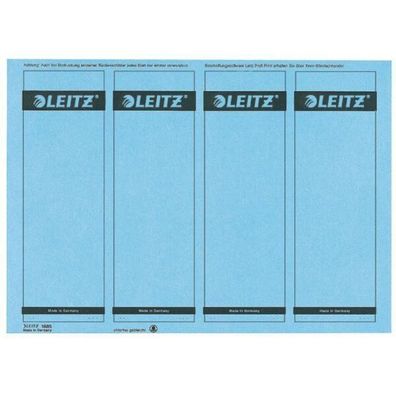 LEITZ 1685 PC-beschriftbare Rückenschilder - Papier kurz/breit100 Stück blau