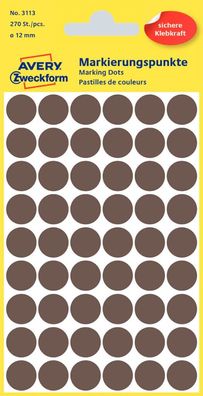 Zweckform Etiketten Ø12 mm taupe 270 Stück 3113 permanent haftend
