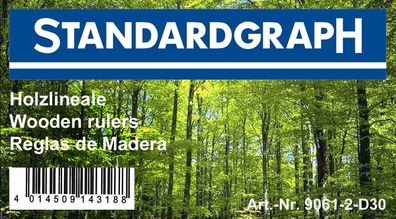Standardgraph Holzlineal 17 + 20 cm mit Stahleinlage je 15 Stück im 30er Display