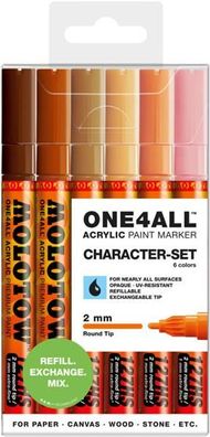 Molotow Acrylmarker One4All 127HS 2mm Etui Character-Set 6 Stück