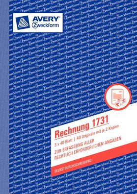 Zweckform 1731 Rechnung, DIN A5, selbstdurchschreibend, 3 x 40 Blatt, weiß, gelb,