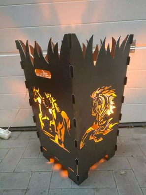 Feuerkorb Pferde xxl 40cm x 40cm x 70cm