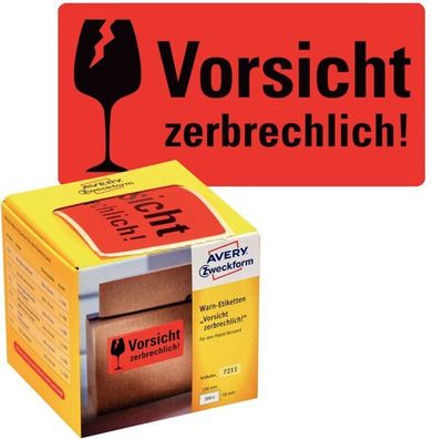 Zweckform 7211 Warnetiketten "Vorsicht zerbrechlich!" - 200 Stück im Spender