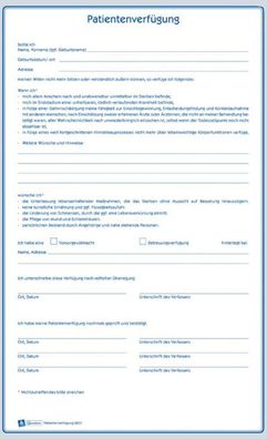 Zweckform 2837 Patientenverfügung, DIN A4, 1 Satz/10 Stück, weiß