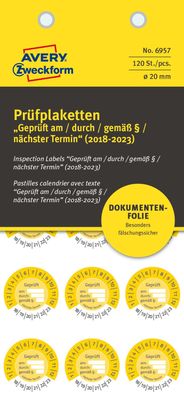 Zweckform 6957 Geprüft am .... Hinweisetiketten Ø20mm gelb