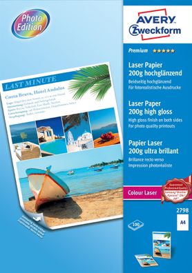 Zweckform Laser Fotopapier A4 100BL weiß 2798 200g b. GlosPrem