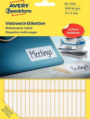 Zweckform 3322 Universal-Etiketten - 37 x 5 mm, weiß, 1.976 Etiketten/26 Blatt,