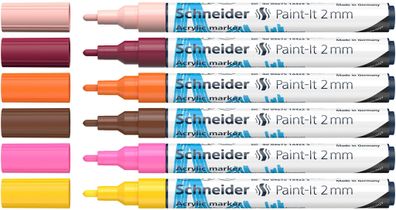 Schneider Acrylmarker Paint-It 310 2mm Etui Set3 6 Stück sortiert