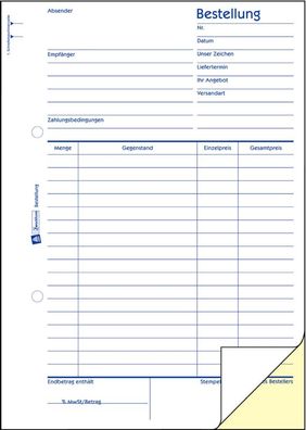 Zweckform 1406 Bestellung, DIN A5, vorgelocht, 2 x 50 Blatt, weiß
