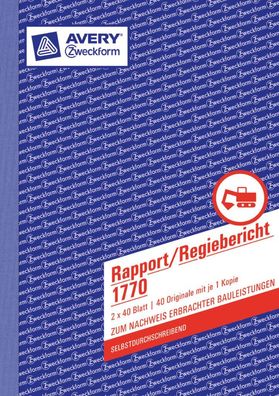 Zweckform 1770 Rapport/Regiebericht, DIN A5, selbstdurchschreibend, 2 x 40 Blatt,