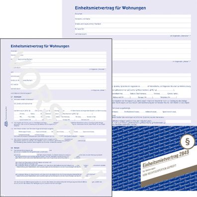 Zweckform 2849 Einheitsmietvertrag - Wohnungen, DIN A4, mit Hausordnung, 1 Satz, blau