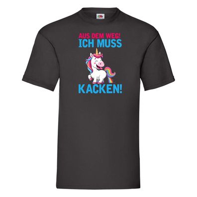 Aus dem weg ich muss Kacken | Einhorn | Pupsen T-Shirt Schwarz