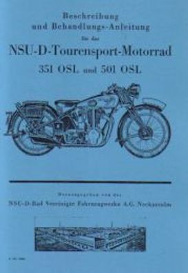 Bedienungsanleitung NSU-D-Tourensport-Motorrad