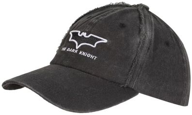 Batman Cap - DC The Dark Knight Denim Wash Cap in Grau mit Schwarzem Logo