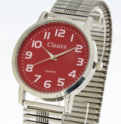 Damenuhr Classix mit Zugband silber rot
