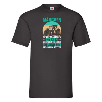 Mädchen die auf Traktoren stehen | Landwirt | Bauer T-Shirt Schwarz