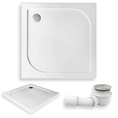 Duschwanne Quadratisch Acryl TENOR 90x90x5 Weiß | Ablaufgarnitur im SET !