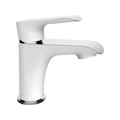 Waschtischarmatur Wasserhahn Kleine ALEA Mischbatterie in Weiß-Silber + Click-Clack