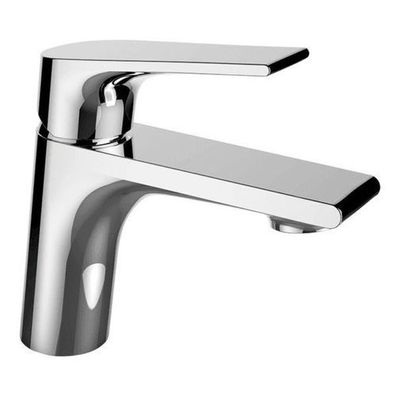 Waschtischarmatur Wasserhahn Kleine PLATO Mischbatterie in Silber + Click-Clack