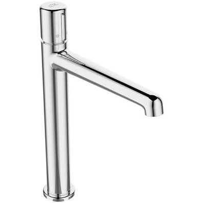 Waschtischarmatur Wasserhahn Hoch PRETTO Mischbatterie in Silber + Click-Clack