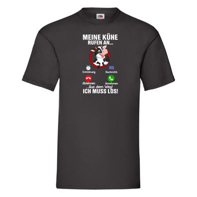Meine Kühe rufen an | Landwirt | Kuh | Bauernhof T-Shirt Schwarz