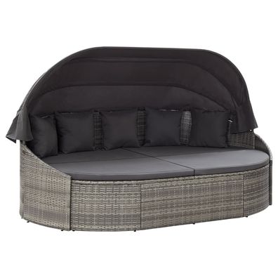 vidaXL Outdoor-Loungebett mit Dach Grau