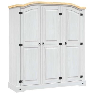 vidaXL Kleiderschrank Mexiko-Stil Kiefernholz 3 Türen Weiß