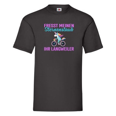 Fresst meinen Sternenstaub | Einhorn | Fahrendes Einhorn T-Shirt Schwarz