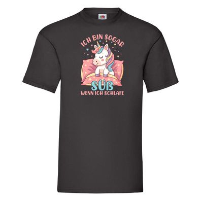 Bin süß wenn ich schlafe | Einhorn T-Shirt Schwarz