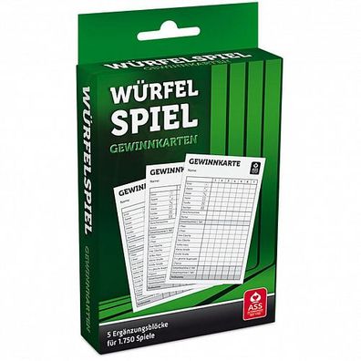 Yatzy-Yatze - Spielblock - Gewinnkarten - 5er Packung für 1750 Spiele - deutsch