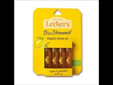 Lecker´s 6x Bio Zitronenöl, 100% naturreines Aroma 4x2ml
